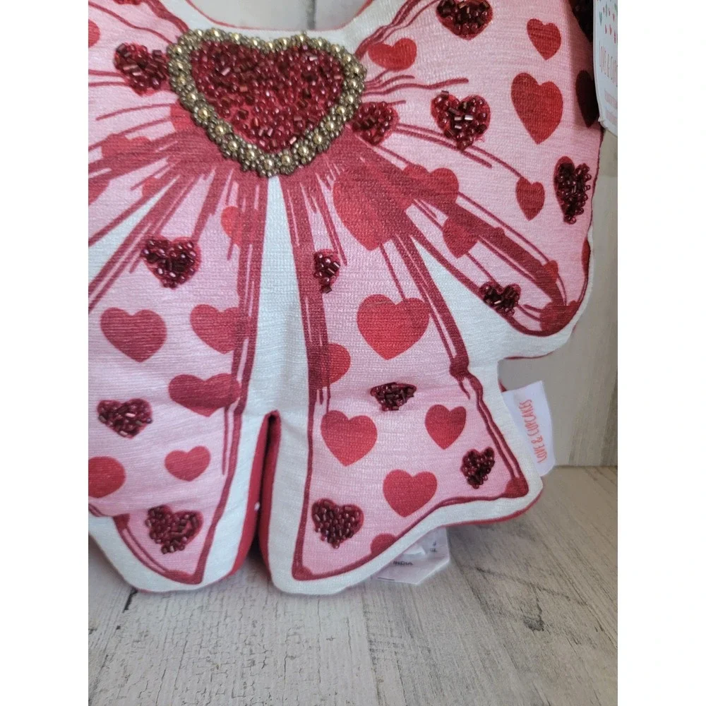 Love cupcakes beaded red bow pillow plush Valentine‎ home decor